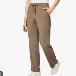 Mondetta Ladies Fleece Cozy Pull On Straight Leg Pants - Brown
